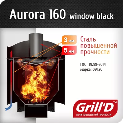 GrillD Дровяная банная печь GrillD Aurora 180 Window (дверца со стеклом) фото