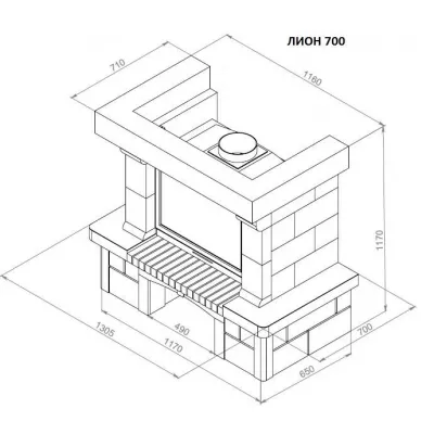 Каминная облицовка ЕВРОПЕЙСКИЕ КАМИНЫ Лион пристенный/угловой (45°/90°); 700/800