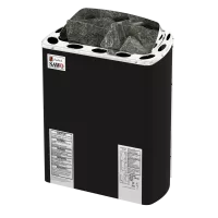SAWO Электрическая печь Mini X настенная,  без блока мощности, 3,6 кВт, нерж. сталь, фибропокрытие, черная, артикул MX-36NS-P-F, выносной пульт (пульт и б