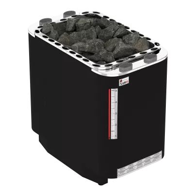 SAWO Электрическая печь SUPER SAVONIA COMBI напольная со встр. парогенератором, 15 кВт, нерж. сталь, фибро, черная, выносной пульт (пульт и блок мощности 