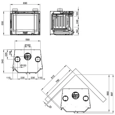 Каминная топка La NORDICA Inserto 70 ventilato Prismatico