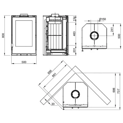 Каминная топка La NORDICA Inserto 50 Verticale Crystal ventilato