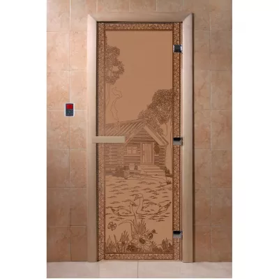 - SAUNARU Дверь BASE бронза мат с рисуноком 200х80 картинка