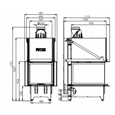 Каминная топка Hitze Trinity 54x80x53 G - недорого