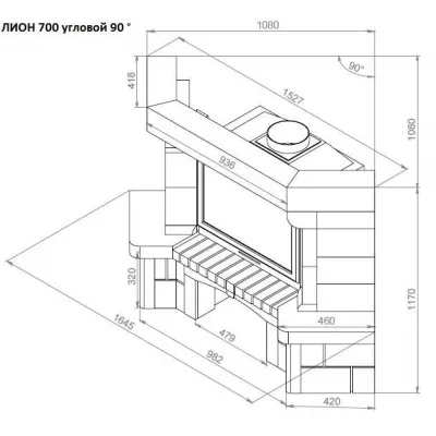Каминная облицовка ЕВРОПЕЙСКИЕ КАМИНЫ Лион пристенный/угловой (45°/90°); 700/800