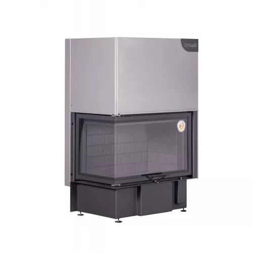 Каминная топка Экокамин ДЕЛЬТА 1000 RB два стекла принтинг левая черный шамот