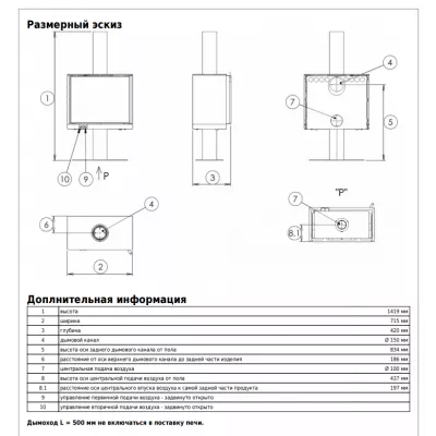 ABX Печь-камин ABX Osaka 50, с опорой