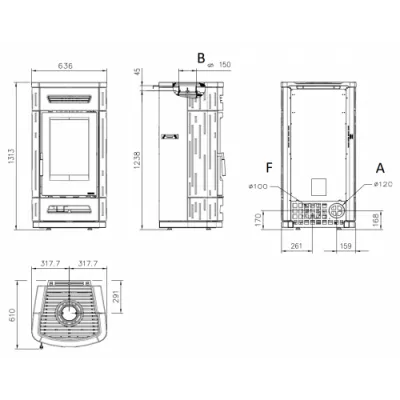 La NORDICA Печь ORIANA Ghisa smaltata, legno (черный, дерево)