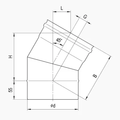 цена Колено угол 135° (430/0,8 мм эмаль черная до 600°) D115 Ferrum BLACKSIDE