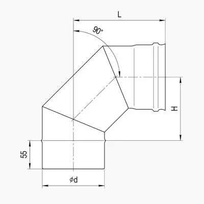 цена Колено угол 90° (430/0,8 мм) D 115 Ferrum