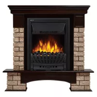 Портал Firelight Forte Wood Classic камень коричневый, шпон темный дуб
