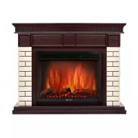 Портал Firelight Bricks 25U (угловой) камень бежевый, шпон темный дуб
