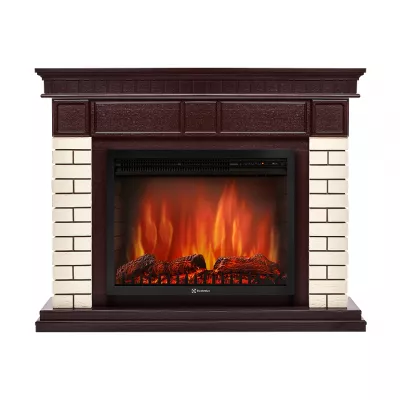 Портал Firelight Bricks 25U (угловой) камень бежевый, шпон темный дуб