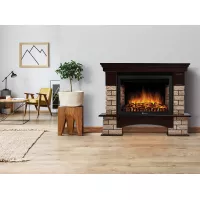 Портал Firelight Forte Wood 30U (угловой) камень коричневый, шпон темный дуб
