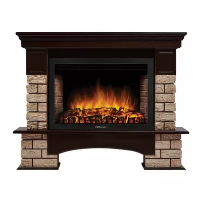 Портал Firelight Forte Wood 30U (угловой) камень коричневый, шпон темный дуб