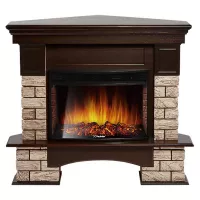 Портал Firelight Forte Wood 25U (угловой) камень коричневый, шпон темный дуб
