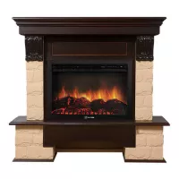 Портал Firelight Forte 30S камень бежевый, шпон темный дуб
