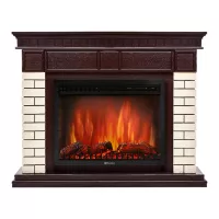 Портал Firelight Bricks 30 камень бежевый, шпон темный дуб
