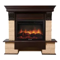 Портал Firelight Forte 25U (угловой) камень бежевый, шпон темный дуб
