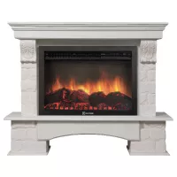 Портал Firelight Forte 30U (угловой) камень белый, шпон белёный дуб
