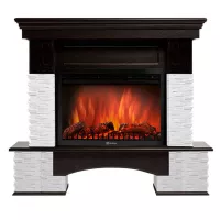 Портал Firelight Pietra Nuovo 25 камень сланец белый, шпон темный дуб
