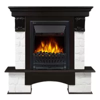 Портал Firelight Forte Classic камень белый, шпон темный дуб
