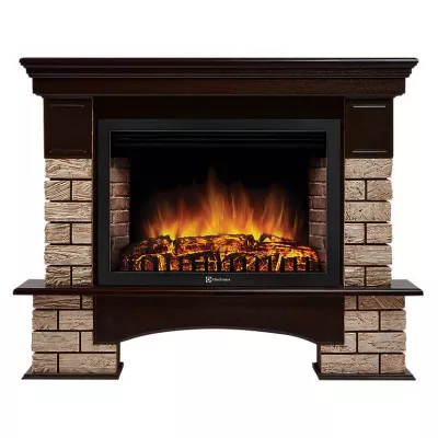 купить Портал Firelight Forte Wood 30 камень коричневый, шпон темный дуб