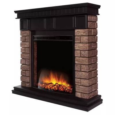 Портал Firelight Bricks Wood 30 камень коричневый, шпон темный дуб