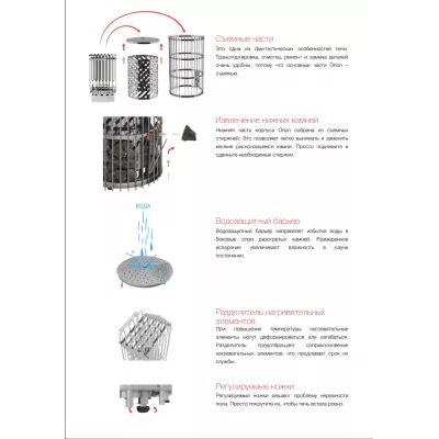 фото Электрическая печь SAWO Orion ORN-120NS-G-P (12 кВт, нержавейка, напольная), выносной пульт (пульт и блок мощности докупаются отдельно)