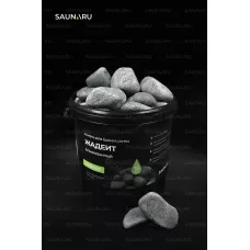 SAUNARU Камни для сауны Жадеит шлифованный PREMIUM, фракция до 100 мм, ведро 15 кг, артикул SSB15-JP
