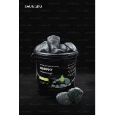 SAUNARU Камни для сауны Нефрит шлифованный PREMIUM, фракция до 100 мм, ведро 15 кг, артикул SSB15-NP