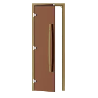 SAWO Дверь 7/19, бронза, левая, без порога, кедр, изогнутая ручка, 741-3SGD-L
