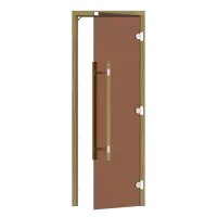 SAWO Дверь 7/19, бронза, правая, без порога, кедр, прямая ручка с металлической вставкой, 741-3SGD-R