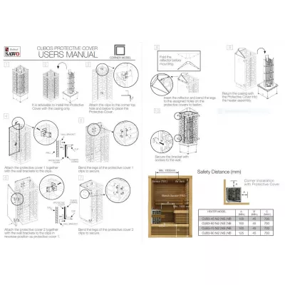 SAWO Защитное ограждение угловое для печи CUBOS, кедр, артикул CUB-GUARD-W3-CNR-D