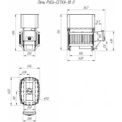 фото Печь для бани Русь-сетка 18 Л и Регистр универсальный D115