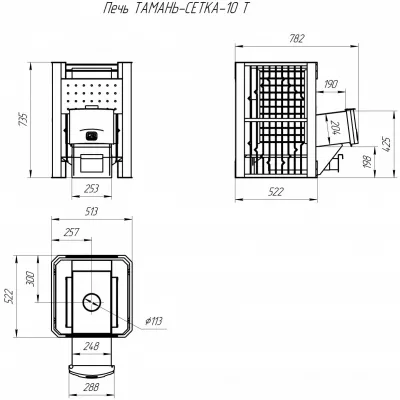 фото Печь для бани Тамань-сетка 10 Т и Регистр универсальный D115