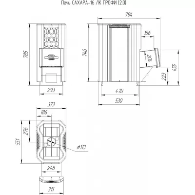 фото Печь для бани Сахара-16 ЛКП Профи (2.0) и Регистр универсальный D115