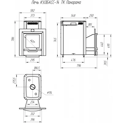 фото Печь для бани Кузбасс-14 ТК Панорама (2018) и Регистр универсальный D115
