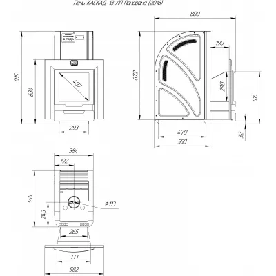 фото Печь для бани Каскад-18 ЛП Панорама (2018) и Регистр универсальный D115