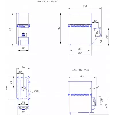 фото Печь для бани Русь-18 Л и Регистр универсальный D115