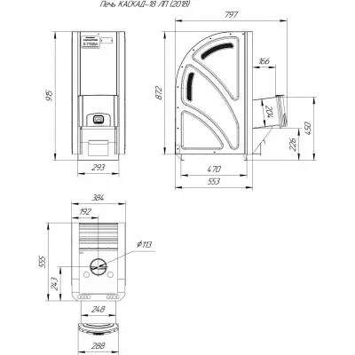 Печь для бани Каскад-18 ЛП (2018) и Регистр универсальный D115