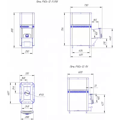 фото Печь для бани Русь-12 ЛУ и Регистр универсальный D115