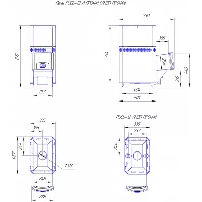 фото Печь для бани Русь-12 Л Профи и Регистр универсальный D115