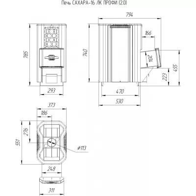 Печь для бани Сахара-16 ЛКП Профи (2.0) + бак самоварного типа 55л