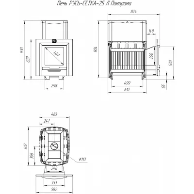 фото Печь для бани Русь-сетка 25 Панорама и бак Парус 60 для регистра