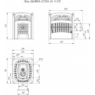 фото Печь для бани Былина-сетка 24 Ч и Регистр универсальный D115