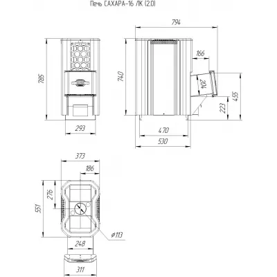 фото Печь для бани Сахара-16 ЛК (2.0) и Регистр универсальный D115
