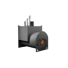 Печь Горыныч Мини, двойная каменка закрытая с парогенератором, малая дверь со стеклом