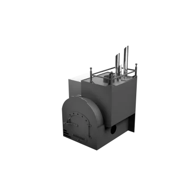 Печь Горыныч Мини, каменка закрытая с парогенератором с правой стороны, система воздушного отопления