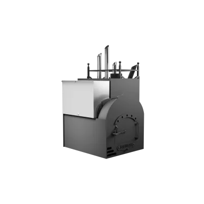 Печь Горыныч Мини, каменка закрытая с парогенератором с правой стороны, система воздушного отопления
